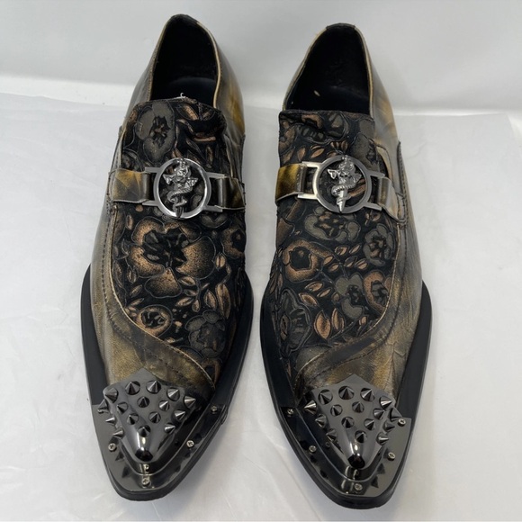 Fiesso by Aurelio Garcia Men Sz 12 Steampunk Floral Goth Spike Metal Tip Loafer main image 11